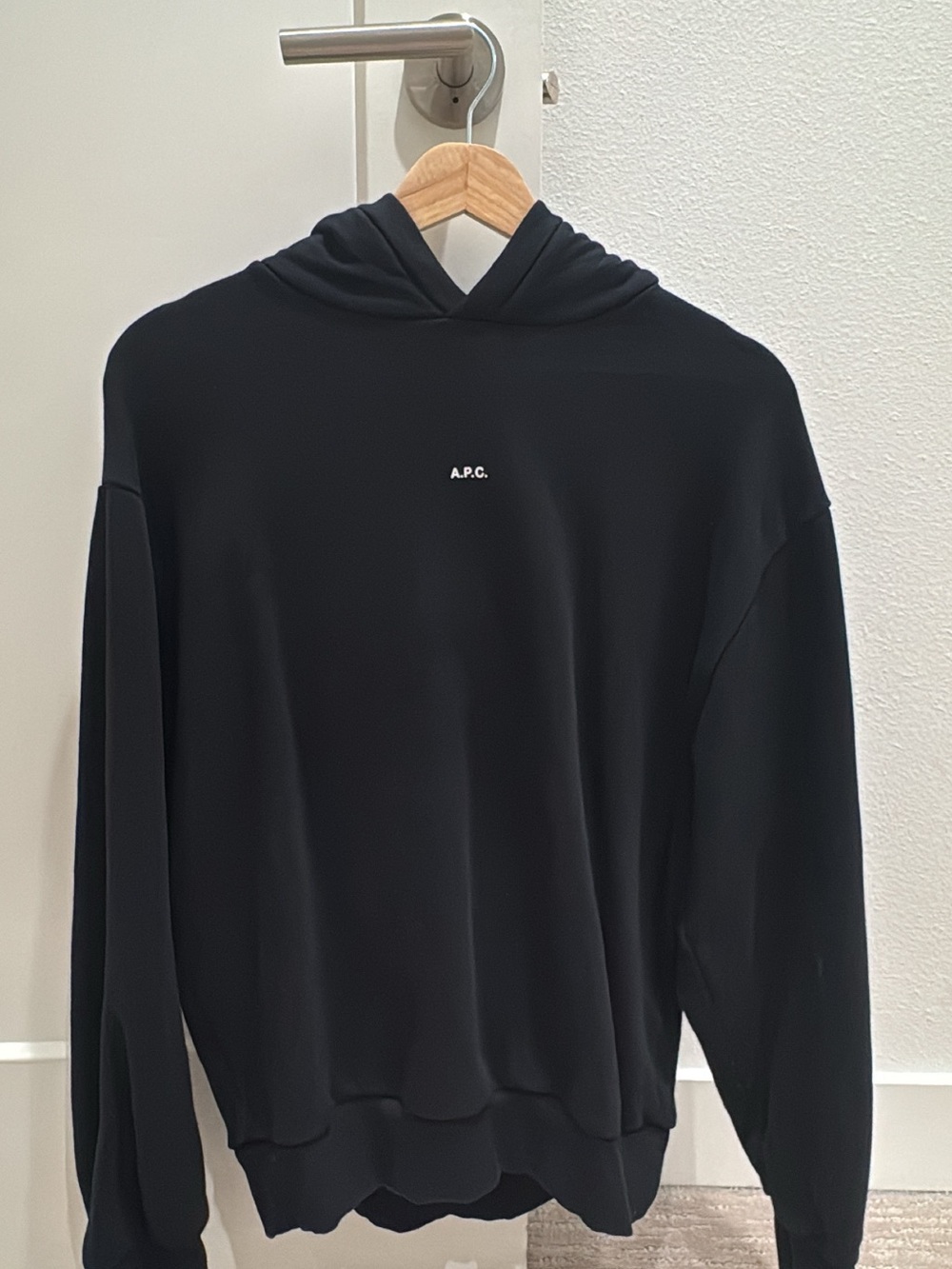A.P.C. Logo Print Hoodie Black Sz M Unisex Relaxed Fit - Pre-Owned